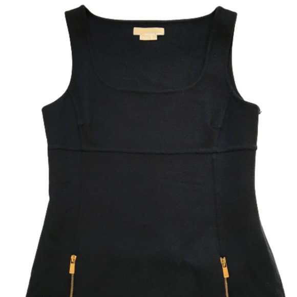 Michael Kors Collection A-Line Dress Womens 6 Navy Blue Angora Wool Gold Zippers - Picture 2 of 14
